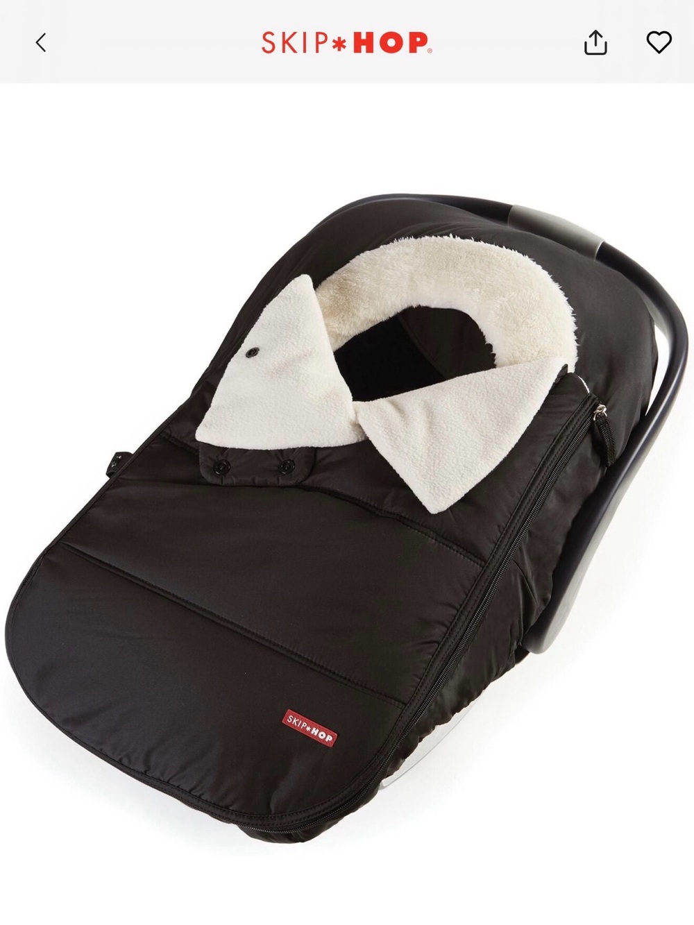 Skip Hop Black Sherpa Infant Car Seat cover